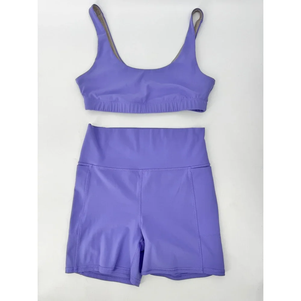 Vuori Studio Pocket Short and Daily Bra Set Womens Medium Purple Activewear